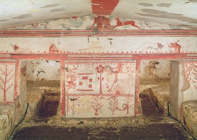 Achilles ambushing Troilus, from the Tomb of the Bulls, c.550 BC by Etruscan